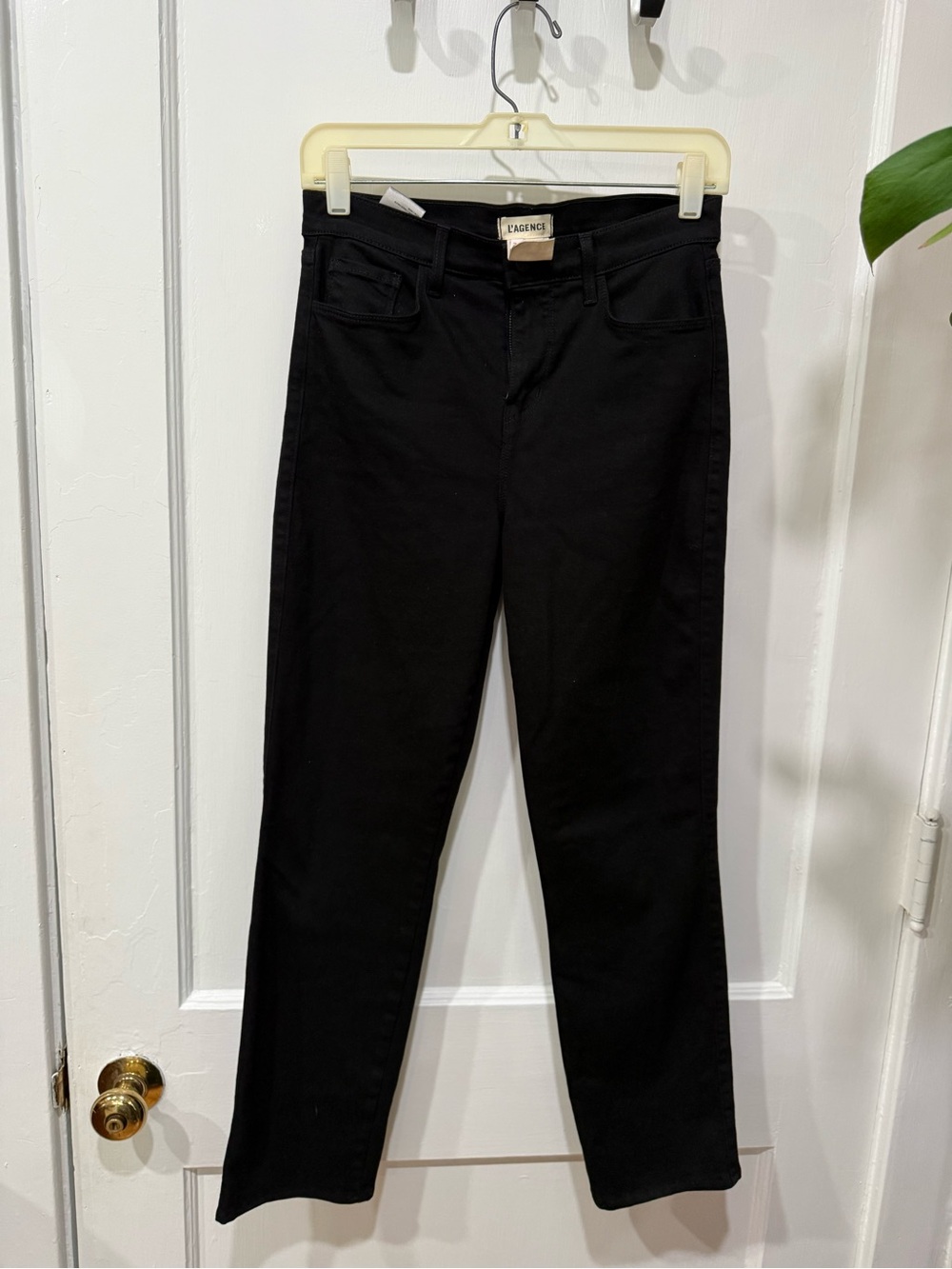 L'AGENCE Alexia High Rise Stretch Black Straight-Leg Jeans